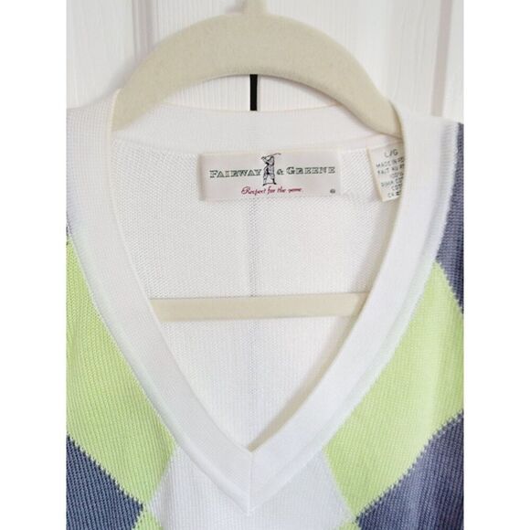 Fairway & Greene‎ L Knit Sweater Vest Men's Argyle Golf Grandpa Preppy Vintage - Picture 3 of 7